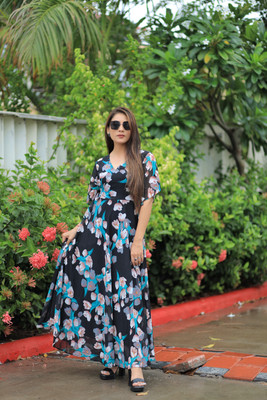 HouseOfCommon Women Maxi Black Full Length Dress