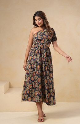 Kirosham Women Fit and Flare Multicolor Ankle Length Dress