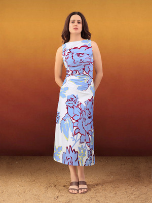 PURVAJA Women A-line White Maxi/Full Length Dress
