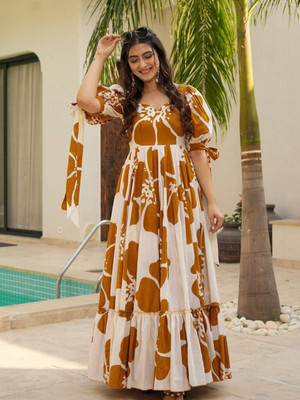 Fashion2wear Flared/A-line Gown(Yellow)