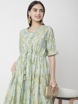 R&B Women A-line Green Dress