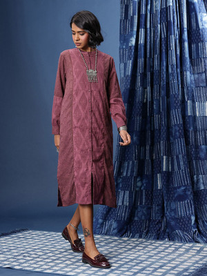 Taavi Women A-line Maroon Midi/Calf Length Dress