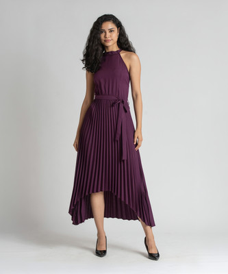 AASK Women Asymmetric Purple Midi/Calf Length Dress
