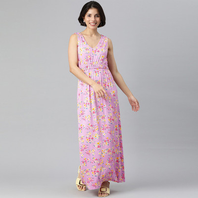 London Rag Women A-line Purple Maxi/Full Length Dress