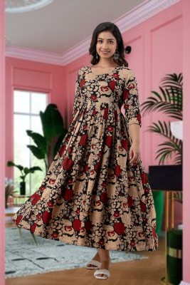 Puruvanshi Women Gown Brown Dress