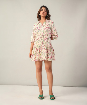 JUNE 9 CLOTHING Women Fit and Flare White Mini/Short Dress