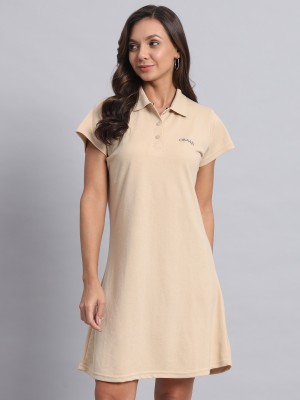 OBAAN Women Fit and Flare Beige Dress