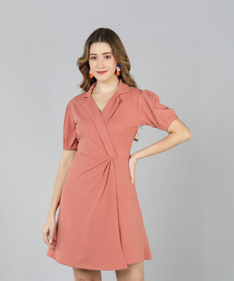 Kiwwi by Kirti Women A-line Pink Above Knee/Mid Thigh Length Dress