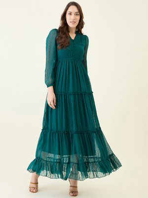 AAYU Women Layered Multicolor Maxi/Full Length Dress