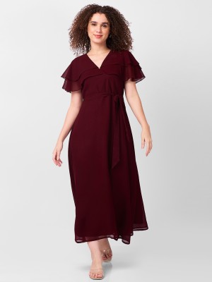 ITI Women Maxi Maroon Dress