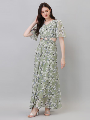 BEELEE TYPS Flared/A-line Gown(Green)