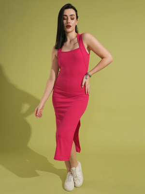 Globus Women Bodycon Pink Midi/Calf Length Dress