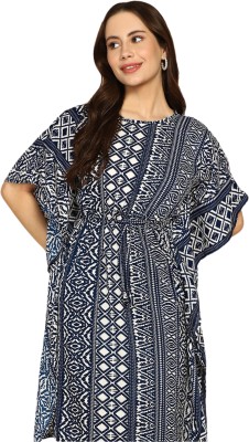 SARVOPAREE CREATION Women Kaftan Blue Dress