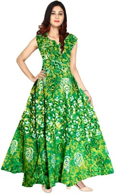 MUDRIKA Women Fit and Flare Green Dress