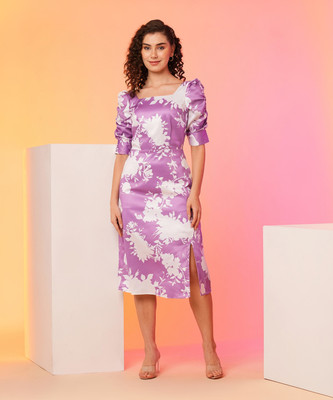 Globus Women A-line Purple Midi/Calf Length Dress
