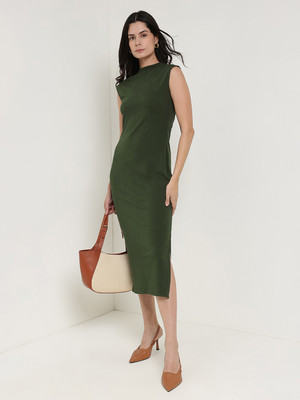 Fable Street Women Bodycon Green Midi/Calf Length Dress