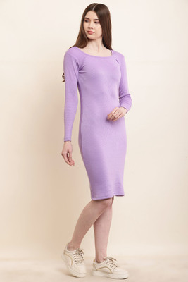 Shyammc Women Bodycon Purple Above Knee/Mid Thigh Length Dress
