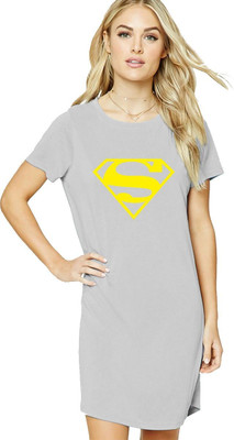 HouseOfCommon Women T Shirt Grey Above Knee/Mid Thigh Length Dress