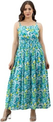 Avaraon Women A-line Light Blue, Light Green, White Dress