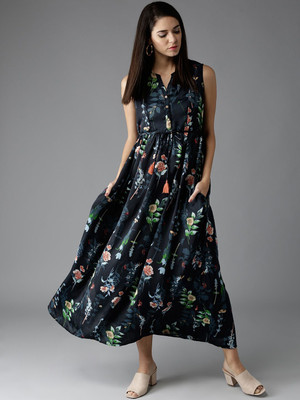 HERE&NOW Women Maxi Blue Full Length Dress