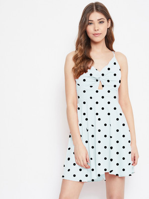 Bowden & Cahill Women Fit and Flare White Above Knee/Mid Thigh Length Dress