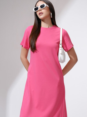 Tokyo Talkies Women A-line Pink Midi/Calf Length Dress