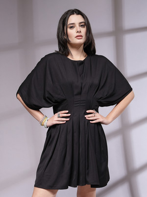 KASSUALLY Women Fit and Flare Black Mini/Short Dress