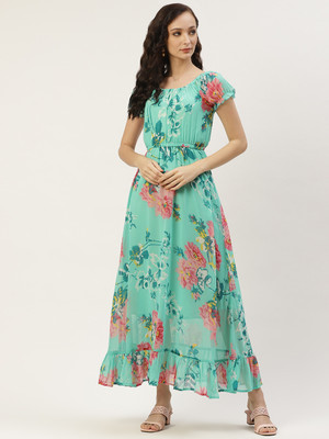 Deewa Women A-line Multicolor Maxi/Full Length Dress