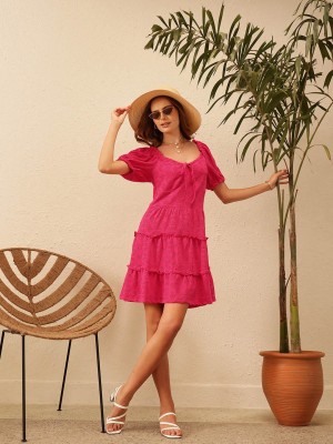 STREET9 Women Fit and Flare Pink Dress