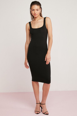 DESIGN PLUS FASHION Women Bodycon Black Below Knee Dress