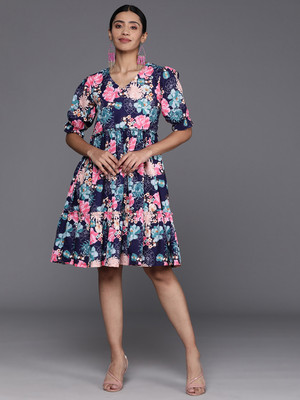 Varanga Women A-line Multicolor Knee Length Dress