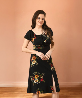 HouseOfCommon Women A-line Multicolor Knee Length Dress