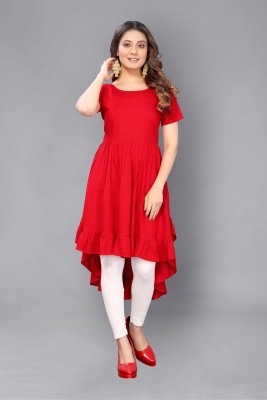 Fame Super Kitchen Wear Women High Low Red Dress