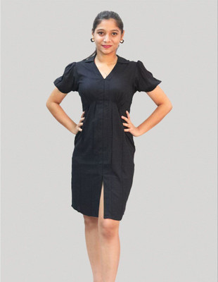 BOLD CREW Women Bodycon Black Knee Length Dress