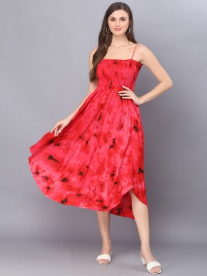 VASTRALAY Women A-line Red Dress