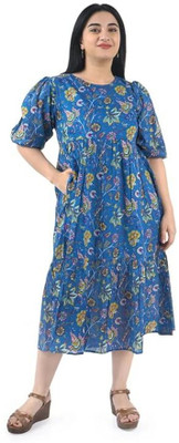 MOMIANDME Women Maxi Blue Midi/Calf Length Dress