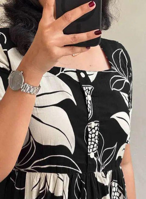 Mawlya Women Ethnic Dress Black Midi/Calf Length Dress