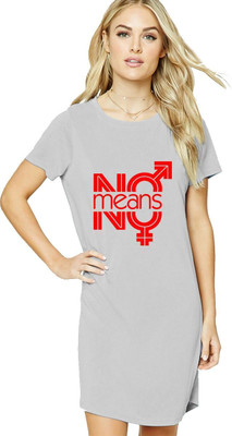 HouseOfCommon Women T Shirt Grey Above Knee/Mid Thigh Length Dress