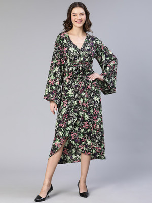 OXOLLOXO Women Asymmetric Multicolor Midi/Calf Length Dress