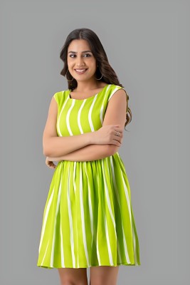 AC FRIENDSHIP CREATION Women Pleated Light Green Dress