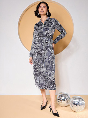 ZUMMER Women Shirt Multicolor Midi/Calf Length Dress