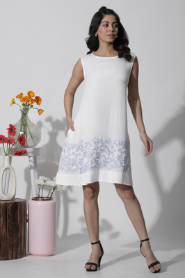 W Women A-line White Mini/Short Dress