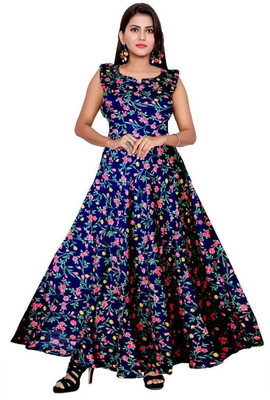 HouseOfCommon Women Maxi Blue Full Length Dress