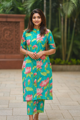 DIVACREATION Women Ethnic Dress Green, Multicolor Knee Length Dress