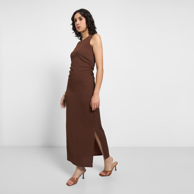 Annabelle by Pantaloons Women A-line Brown Ankle Length Dress