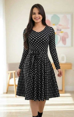 Heartfelt creation Women A-line Black Knee Length Dress