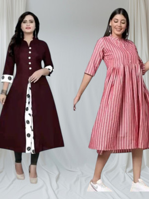Db Fashionpo Women A-line Red, Pink Maxi/Full Length Dress