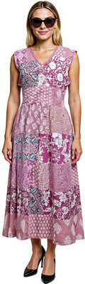 manu fashions Women A-line Pink Midi/Calf Length Dress