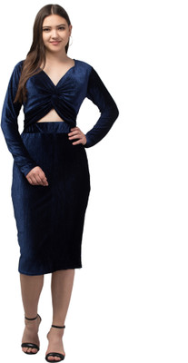 MASCUS Women Maxi Dark Blue Knee Length Dress