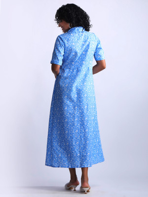 vechii Women Shirt Blue Midi/Calf Length Dress
